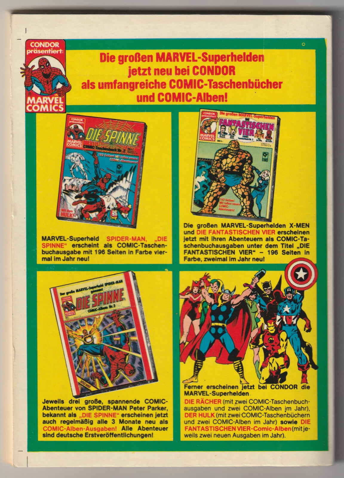 ✪ DIE SPINNE COMIC-TASCHENBUCH #4, Condor/Marvel 1974 COMIC-TASCHENBUCH TOP Z1