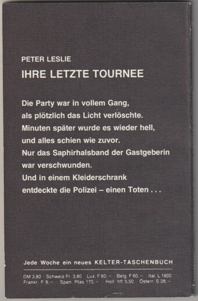 Ihre letzte Tournee, Kelter Verlag 1980 | ROMANHEFT | SEHR GUT