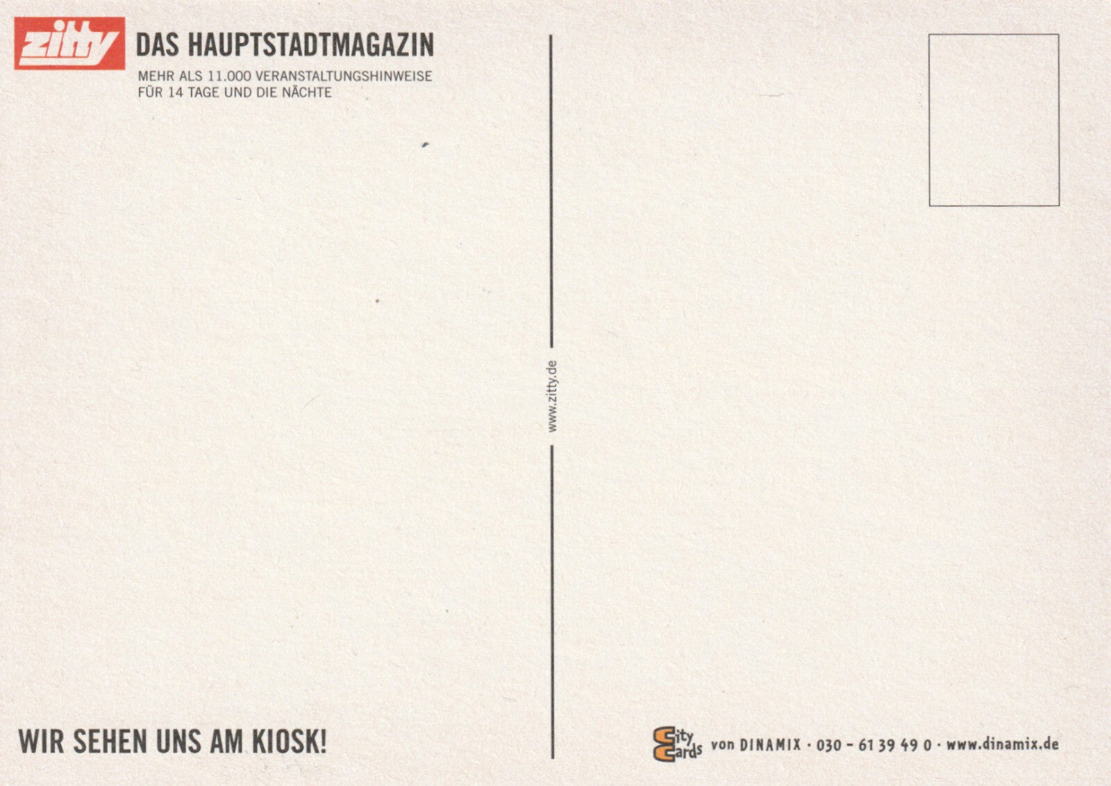 ✪ ZITTY IST SCHULD, City Cards POSTKARTE/ANSICHTSKARTE