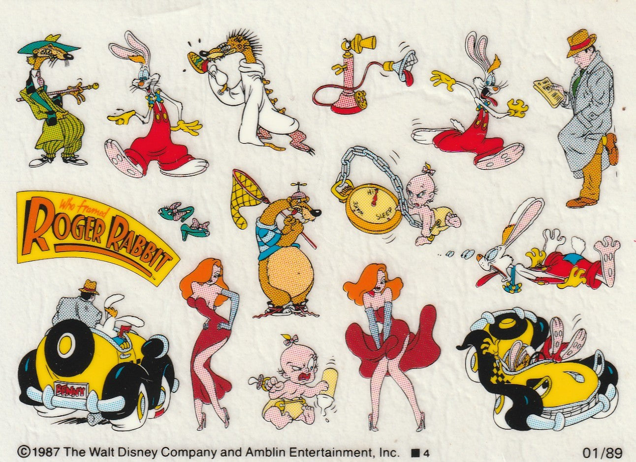✪ MICKY MAUS BEILAGE #1/1989 Roger Rabbit RUBBELBILDER NEU