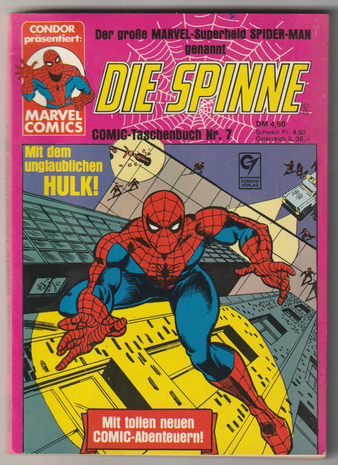 ✪ DIE SPINNE COMIC-TASCHENBUCH #7, Condor/Marvel 1976 COMIC-TASCHENBUCH TOP Z1