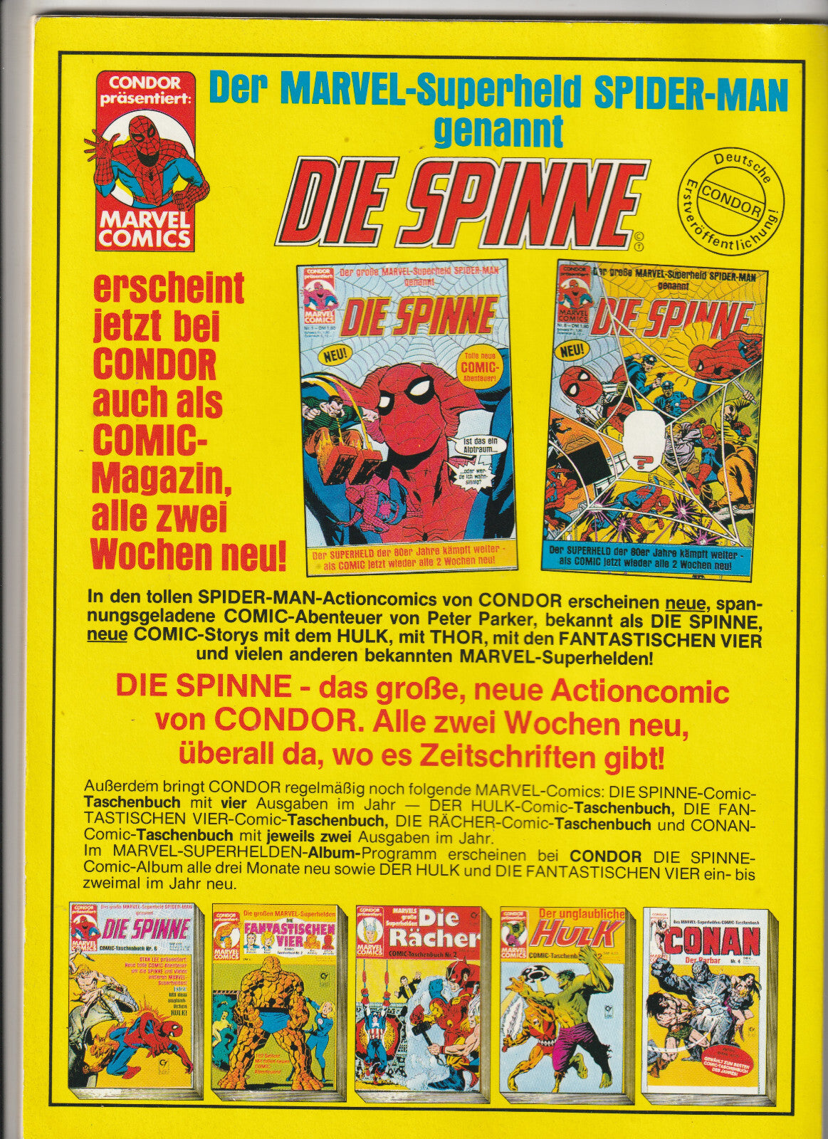 ✪ DIE SPINNE COMIC-ALBUM #4, Condor Verlag/Marvel Comics 1980 COMICALBUM TOP Z1