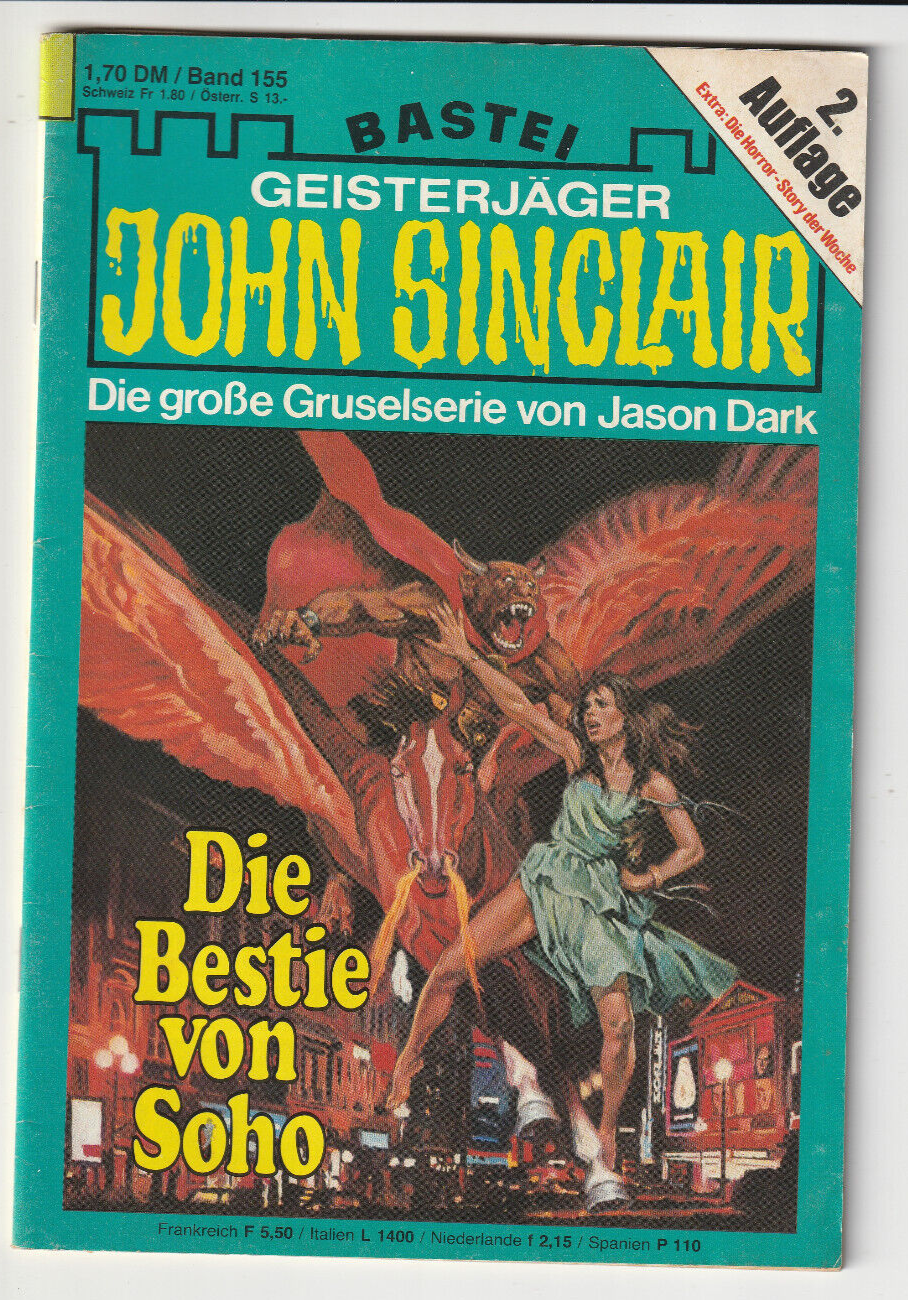 ✪ John Sinclair 2.Aufl. #155 Die Bestie von Soho, Bastei | ROMANHEFT | HORROR