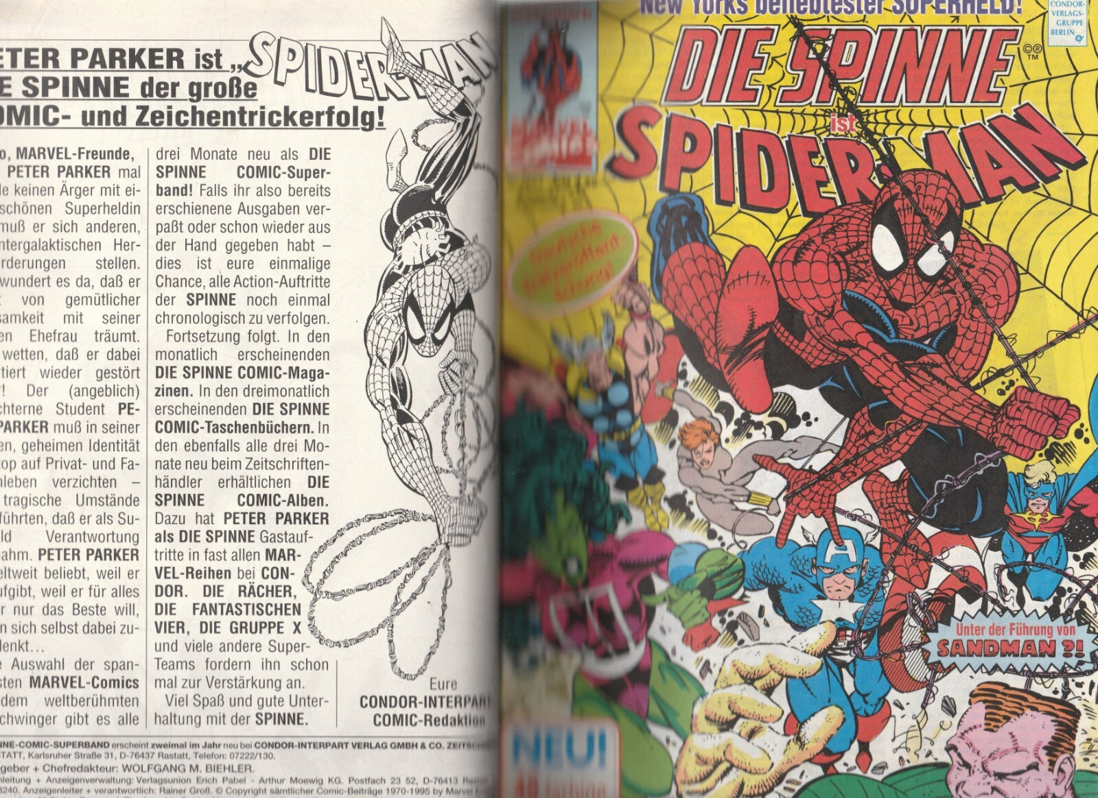 ✪ DIE SPINNE COMIC-SUPERBAND #24 (Hefte 207+211), Condor/Marvel COMICHEFT TOP Z1